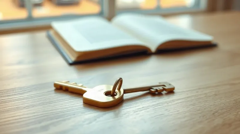 دو کلید برنجی یکسان کنار هم روی میز چوبی