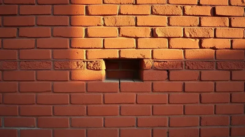 دیوار آجری با یک آجر افتاده در میان ردیف؛ نمادی از یک حلقه پاره در مسیر لینک های سایت