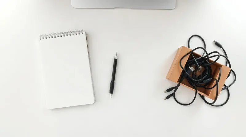 دو نیمه یک میز: نیمه مرتب و نیمه به هم ریخته با کابل های باز